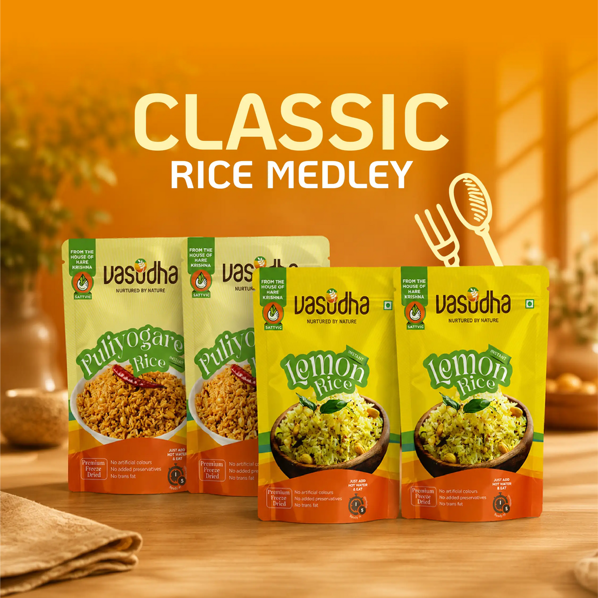 Classic Rice Medley: 2 Pulihora & 2 Lemon Rice