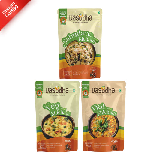 Comfort Combo – Dal, Veg & Sabudhana Khichdi | Ready to eat | No Onion | No Garlic | Sattvic