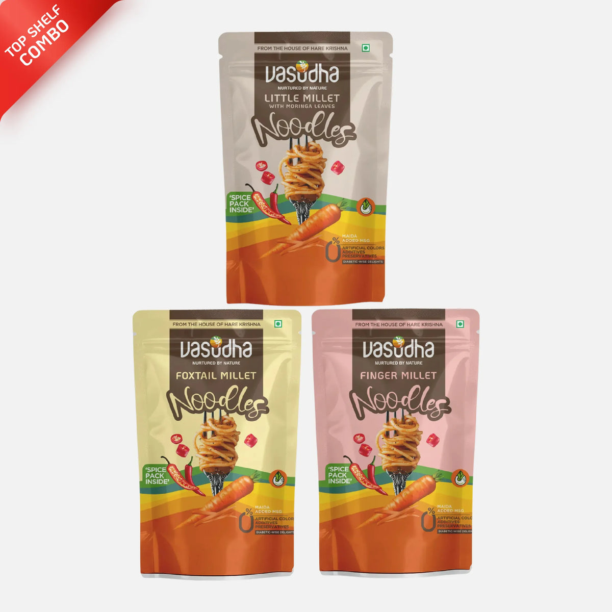 Top Shelf Combo – Foxtail, Finger & Little Millet Noodles | Ready to eat | No Onion | No Garlic | Sattvic