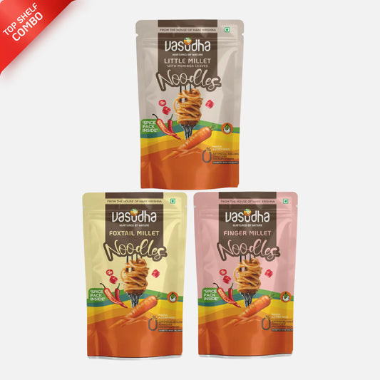 Top Shelf Combo – Foxtail, Finger & Little Millet Noodles | Ready to eat | No Onion | No Garlic | Sattvic